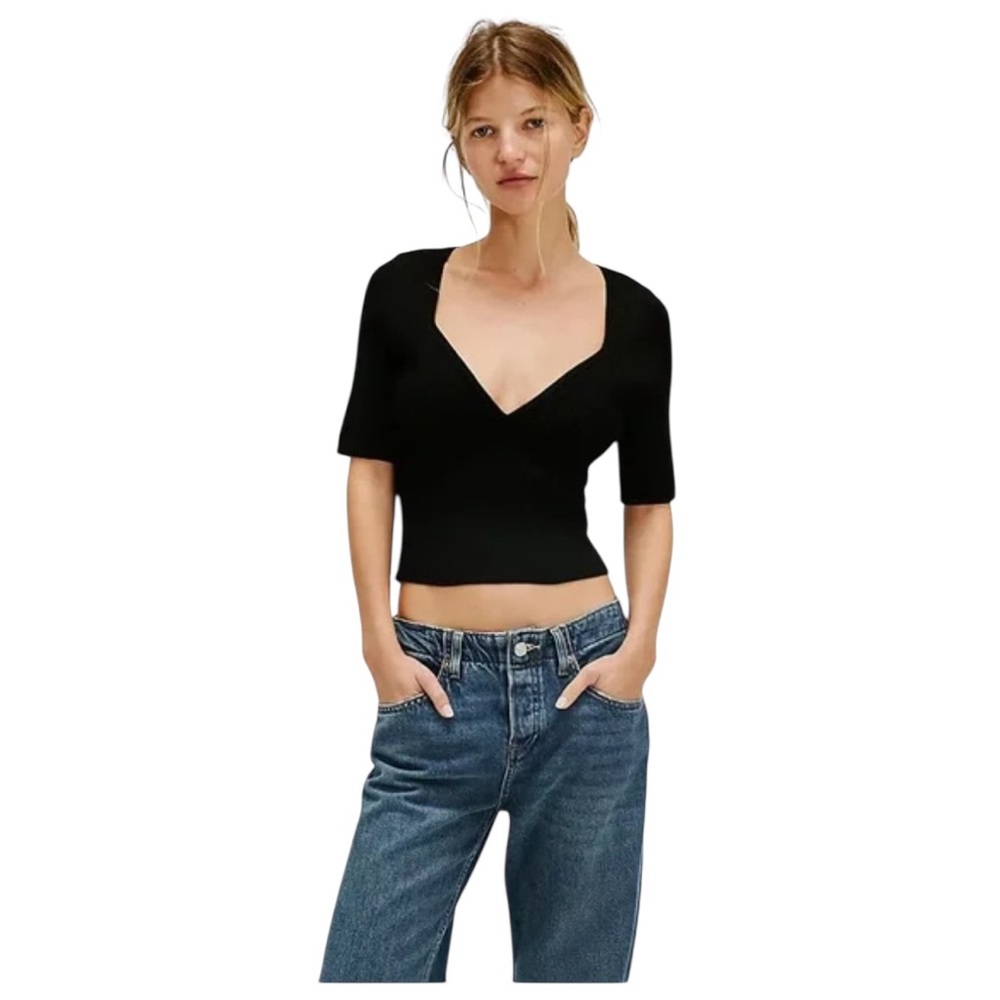XS FREE PEOPLE INTIMATELY Teagan Swit Cropped short sleeve top